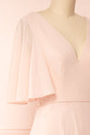 Adelphia Blush Pink Short Sleeve Chiffon Maxi Dress | Boutique 1861  side close-up