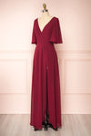 Adelphia Burgundy Chiffon Maxi Dress | Boutique 1861  side view