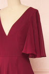 Adelphia Burgundy Chiffon Maxi Dress | Boutique 1861  side close-up