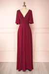 Adelphia Burgundy Chiffon Maxi Dress | Boutique 1861  front