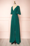 Adelphia Green V-Neck Chiffon Maxi Dress | Boutique 1861  side view