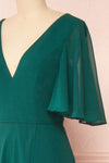 Adelphia Green V-Neck Chiffon Maxi Dress | Boutique 1861 side close-up