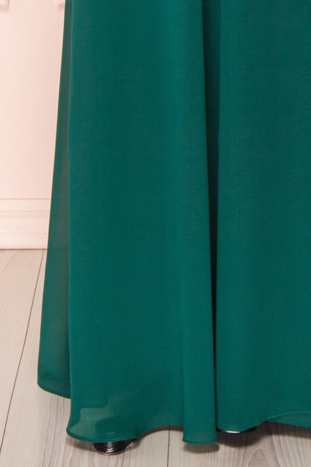 Adelphia Green V-Neck Chiffon Maxi Dress | Boutique 1861  bottom 