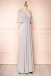 Adelphia Grey Short Sleeve Chiffon Maxi Dress | Boutique 1861  side view