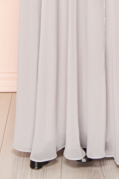 Adelphia Grey Short Sleeve Chiffon Maxi Dress | Boutique 1861  bottom