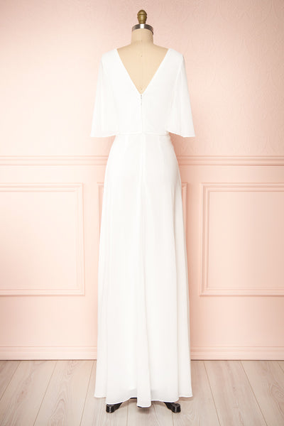 Adelphia Ivory White Short Sleeve Chiffon Maxi Dress | Boutique 1861  back view
