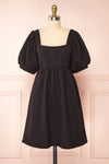 Adema Black Puffy Sleeve Knitted Dress | La petite garçonne front view