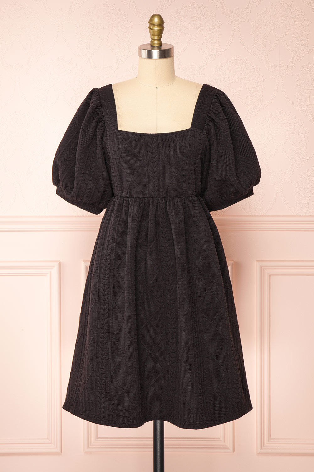 Adema Black | Puffy Sleeve Knitted Dress