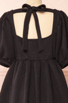 Adema Black Puffy Sleeve Knitted Dress | La petite garçonne back close-up