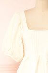 Adema Cream Puffy Sleeve Knitted Dress | La petite garçonne front close-up