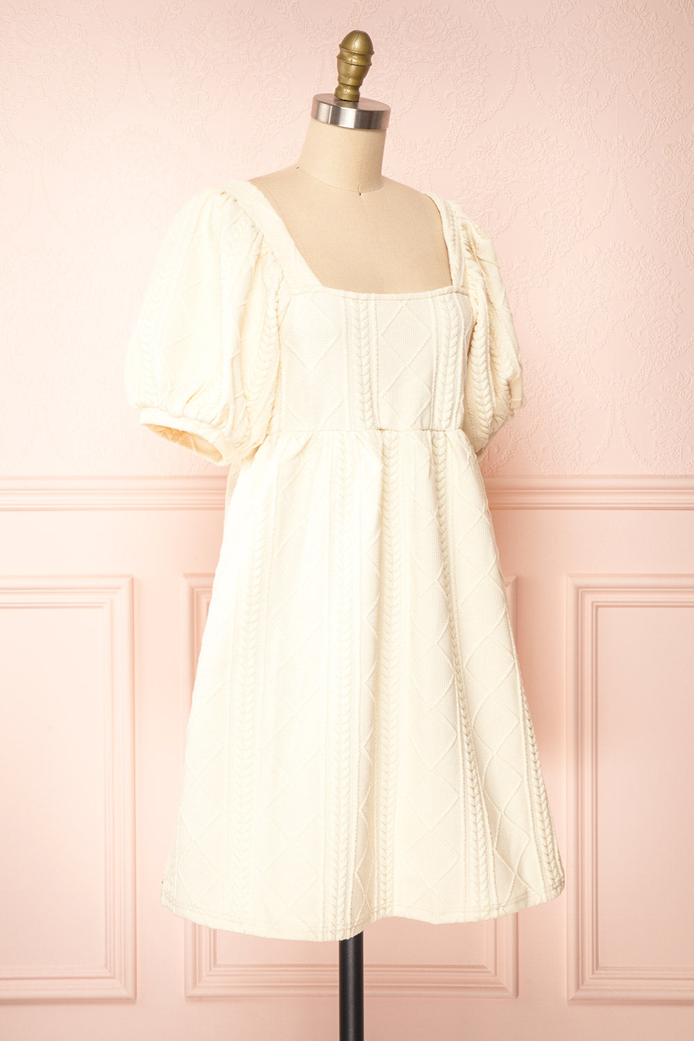 Adema Cream Puffy Sleeve Knitted Dress | La petite garçonne side view 