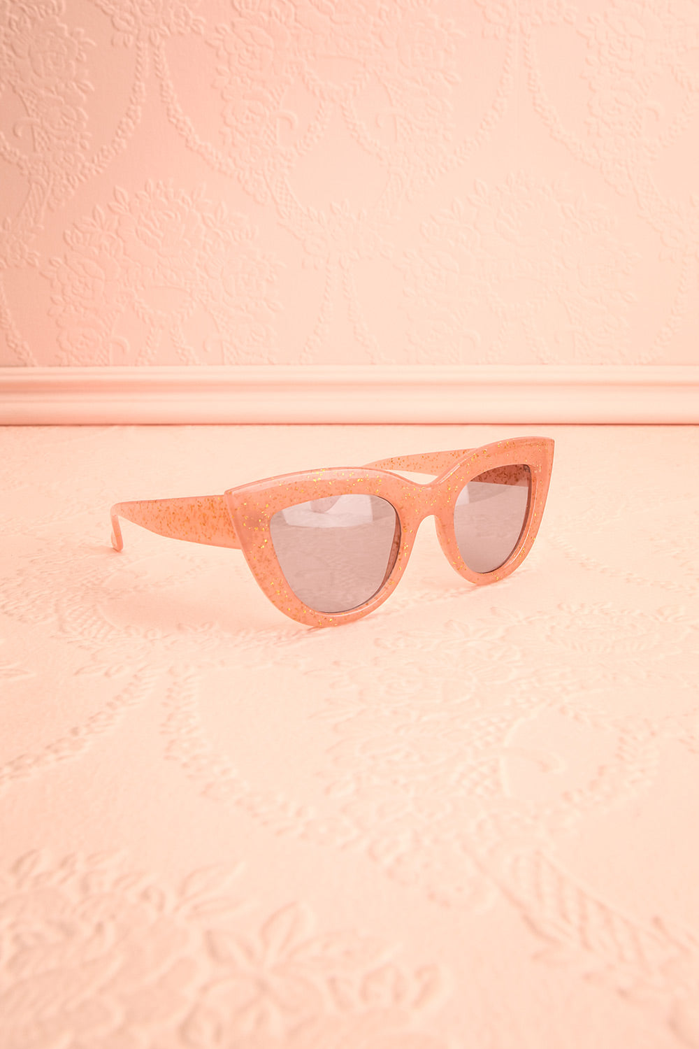 Adfero Candy Pink Glitter Cat-Eye Sunglasses side view | Boutique 1861