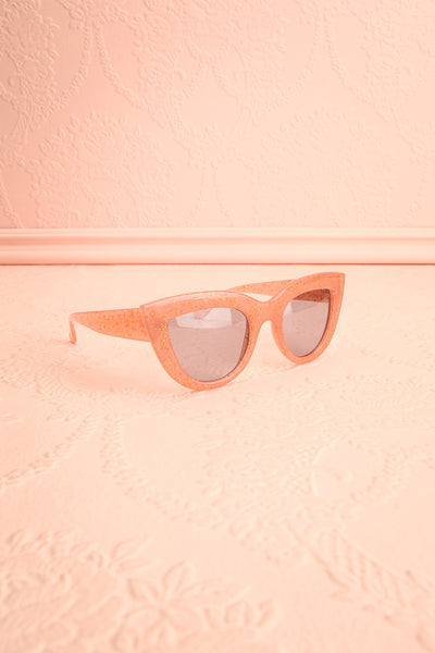 Adfero Candy Pink Glitter Cat-Eye Sunglasses side view | Boutique 1861