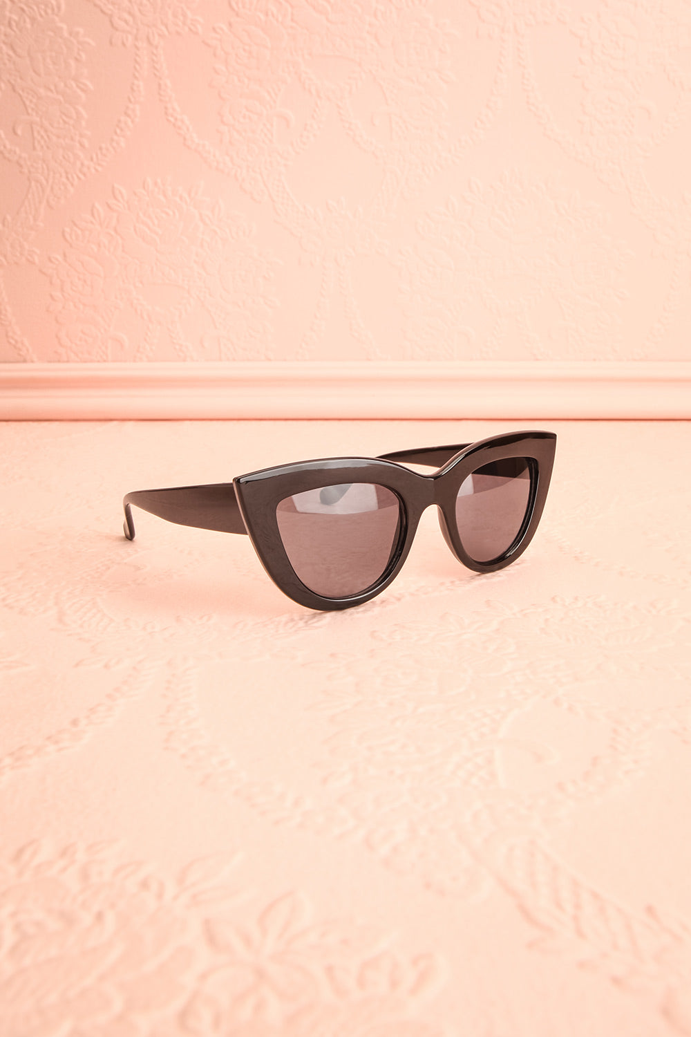 Adfero Licorice Black Cat-Eye Sunglasses side view | Boutique 1861
