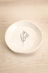 Adhus White Floral Engraved Ceramic Plate | La petite garçonne flat view