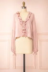 Adorae Pink Long Sleeve Blouse w/ Ruffled Collar | Boutique 1861 front view