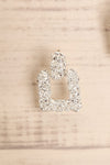 Adoria Argent Silver Square Pendant Earrings close-up | La Petite Garçonne