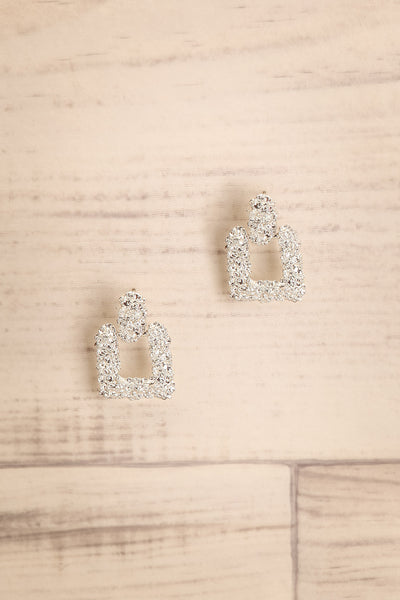 Adoria Argent Silver Square Pendant Earrings | La Petite Garçonne