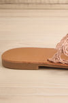 Adsum Blush Macrame Flat Slip-On Sandals | La petite garçonne side bac close-up