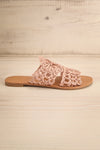 Adsum Blush Macrame Flat Slip-On Sandals | La petite garçonne side view