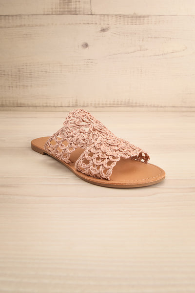 Adsum Blush Macrame Flat Slip-On Sandals | La petite garçonne bfront view