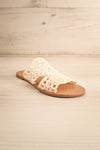 Adsum White Macrame Flat Slip-On Sandals | La petite garçonne front view