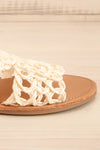 Adsum White Macrame Flat Slip-On Sandals | La petite garçonne side close-up