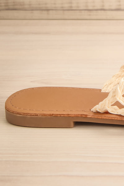Adsum White Macrame Flat Slip-On Sandals | La petite garçonne side back close-up