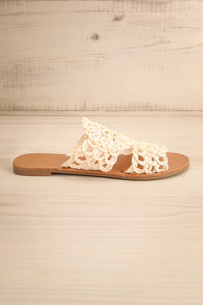Adsum White Macrame Flat Slip-On Sandals | La petite garçonne side view