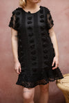 Aedre Black Short Sleeve Dress with Frills | Boutique 1861 model