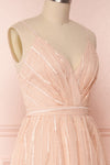 Aegis Lychee Pink Striped Mesh A-Line Gown | Boutique 1861 4