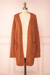 Aegle Rust Long Fuzzy Knitted Cardigan | Boutique 1861 front view
