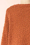 Aegle Rust Long Fuzzy Knitted Cardigan | Boutique 1861 back close-up