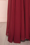 Aelis Burgundy Chiffon Pleated Plunging V-Neckline Gown | Boudoir 1861 8