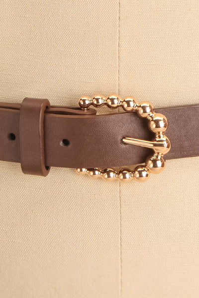 Afui Brown Faux-Leather Belt | La petite garçonne  close-up