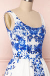 Agalia White & Blue Floral A-Line Cocktail Dress | Boutique 1861 4