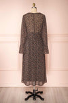 Agape Black Floral Long Sleeve Wrap Dress | Boutique 1861 back view
