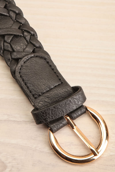 Agmen Black Faux-Leather Braided Belt | La petite garçonne flat close-up