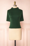 Agnees Green Mock Neck Crop T-Shirt | Boutique 1861 front view