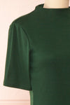 Agnees Green Mock Neck Crop T-Shirt | Boutique 1861 side close-up