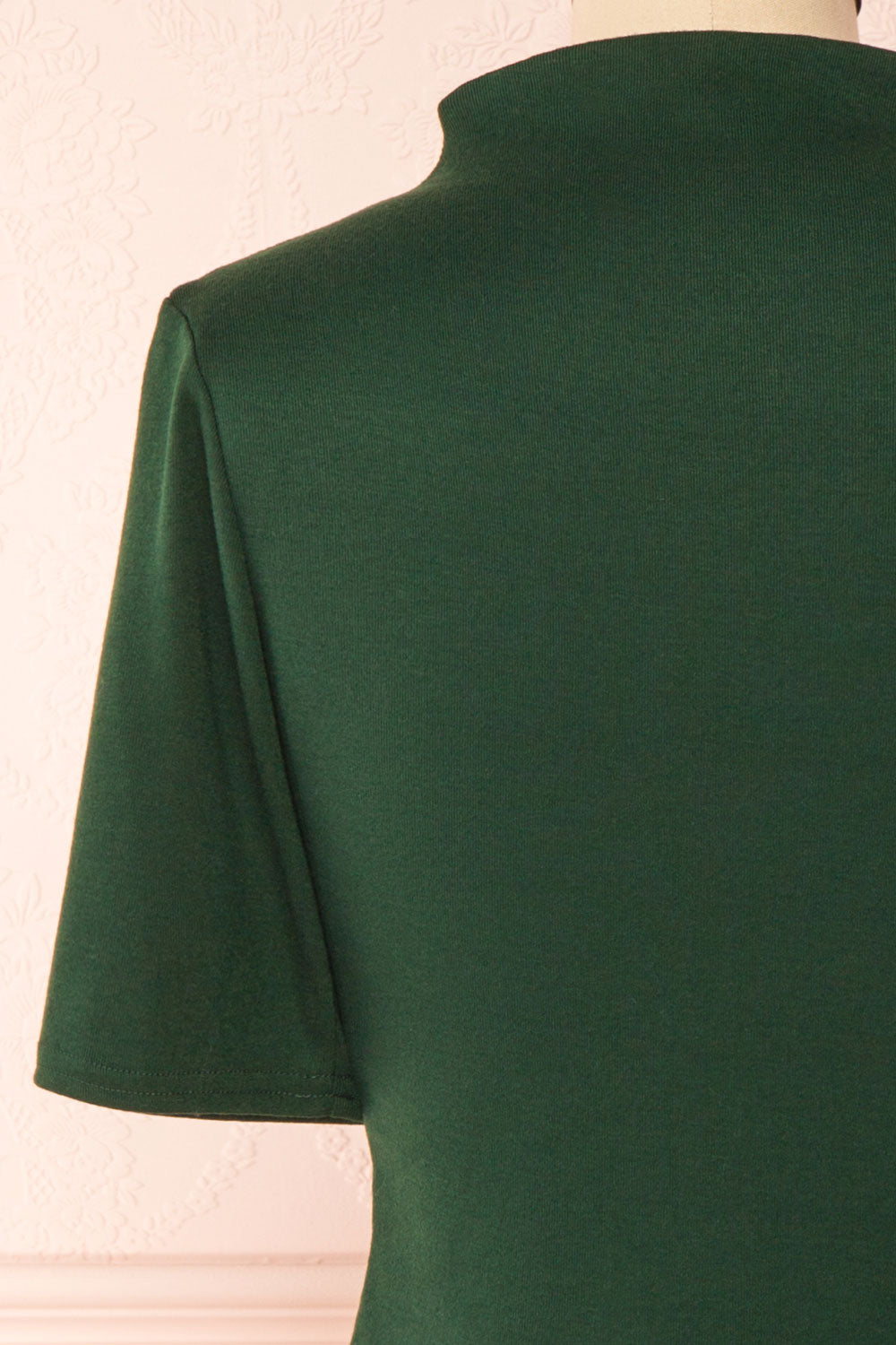 Agnees Green Mock Neck Crop T-Shirt | Boutique 1861 back close-up