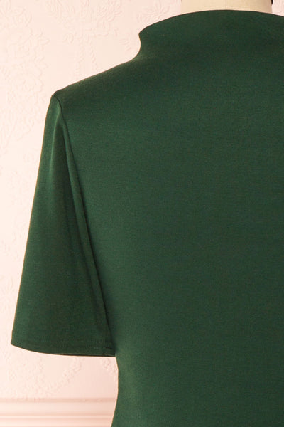 Agnees Green Mock Neck Crop T-Shirt | Boutique 1861 back close-up