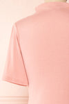 Agnees Pink Mock Neck Crop T-Shirt | Boutique 1861 back close-up