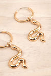 Agropoli Gold Hoop Earrings with Snake Pendant close-up | La Petite Garçonne
