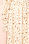 Aimee Cream Square Neck Floral Midi Dress | Boutique 1861 sleeve