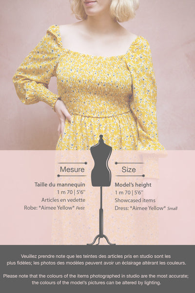 Aimee Yellow Square Neck Floral Midi Dress | Boutique 1861 fiche