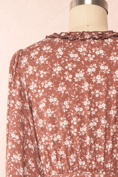 Aimetine Dusty Rose Long Sleeve Floral Dress | Boutique 1861back close up