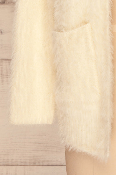 Airdrie White Fuzzy Long Sleeve Cardigan | La petite garçonne bottom