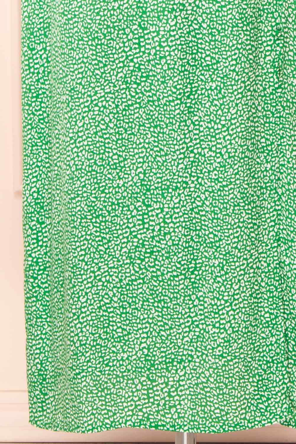 Aisai Patterned Green Midi Dress w/ Slit | Boutique 1861 bottom 