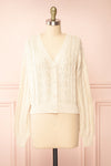 Akao Beige Cable Knit Cardigan | Boutique 1861 front view